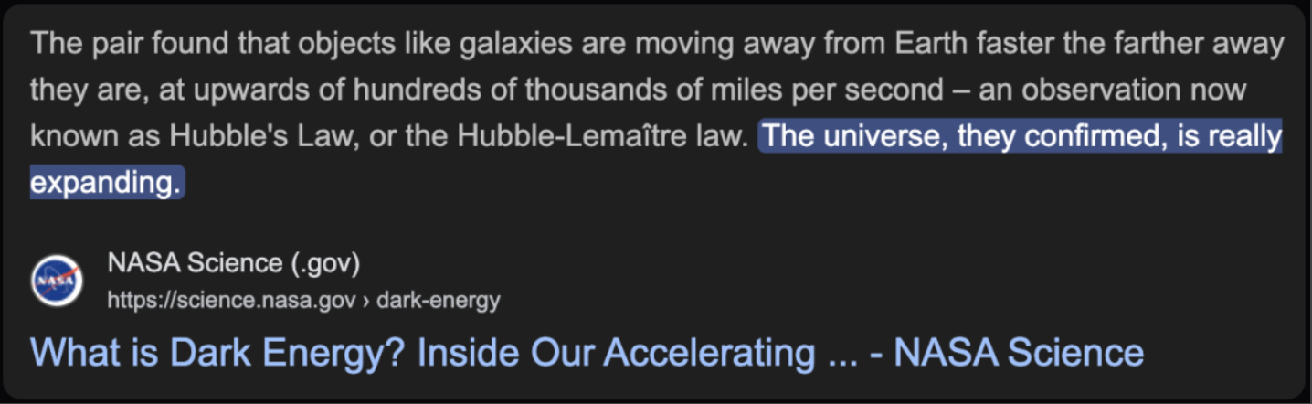 Expansion of the universe